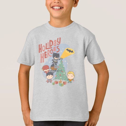 Justice League Chibi Holiday Tree Decorting T-shirt (Voorkant)