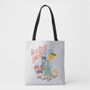 Justice League Chibi Holiday Tree Decorting Tote Bag