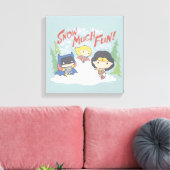 Justice League Chibi Snowball Fight Canvas Afdruk (Insitu (Woonkamer))