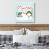 Justice League Chibi Snowball Fight Canvas Afdruk (Insitu (Slaapkamer))