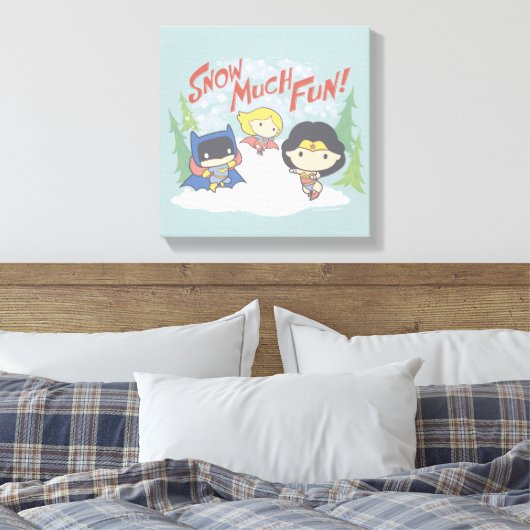 Justice League Chibi Snowball Fight Canvas Afdruk (Insitu (Slaapkamer))