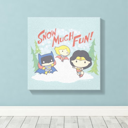 Justice League Chibi Snowball Fight Canvas Afdruk (Insitu (Houten vloer))