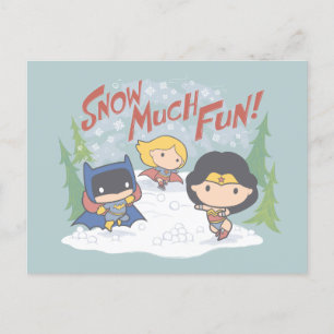 Justice League Chibi Snowball Fight Feestdagenkaart