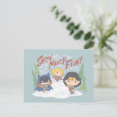Justice League Chibi Snowball Fight Feestdagenkaart (Staand voorkant)