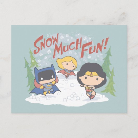 Justice League Chibi Snowball Fight Feestdagenkaart (Voorkant)