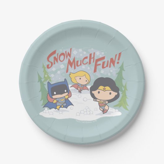 Justice League Chibi Snowball Fight Papieren Bordje (Voorkant)