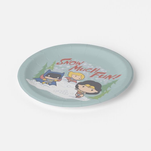 Justice League Chibi Snowball Fight Papieren Bordje (Gekanteld)