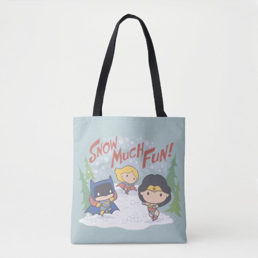 Justice League Chibi Snowball Fight Tote Bag