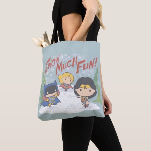 Justice League Chibi Snowball Fight Tote Bag