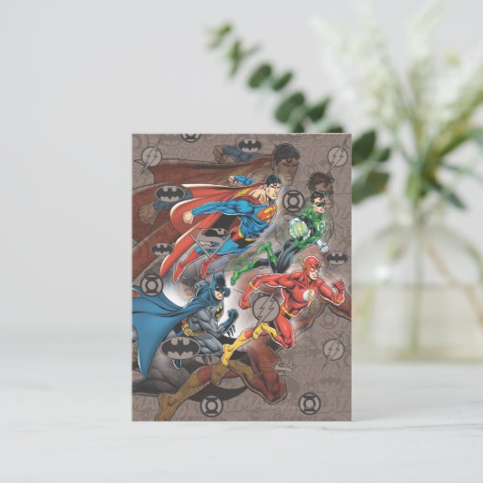 Justice League Collage Briefkaart (Staand voorkant)