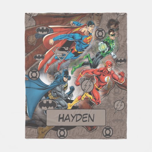 Justice League Collage Fleece Deken (Voorkant)
