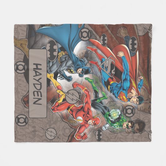 Justice League Collage Fleece Deken (Voorkant (Horizontaal))
