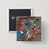 Justice League Collage Vierkante Button 5,1 Cm (Voorkant /achterkant)