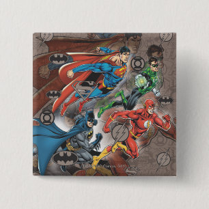 Justice League Collage Vierkante Button 5,1 Cm