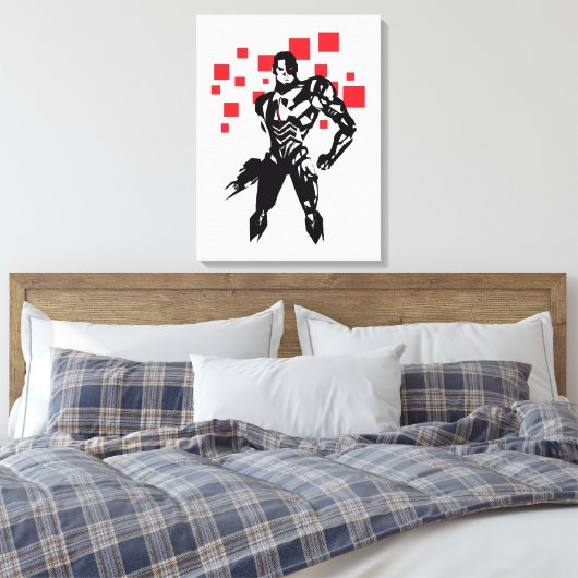 Justice League | Cyborg Digital Noir Pop Art Canvas Afdruk (Insitu (Slaapkamer))