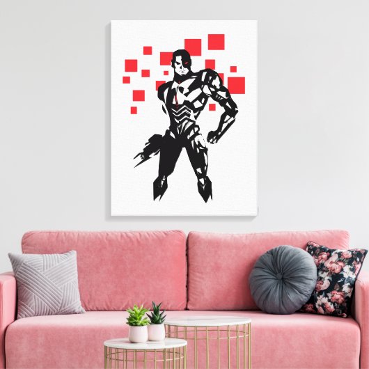 Justice League | Cyborg Digital Noir Pop Art Canvas Afdruk (Insitu (Woonkamer))