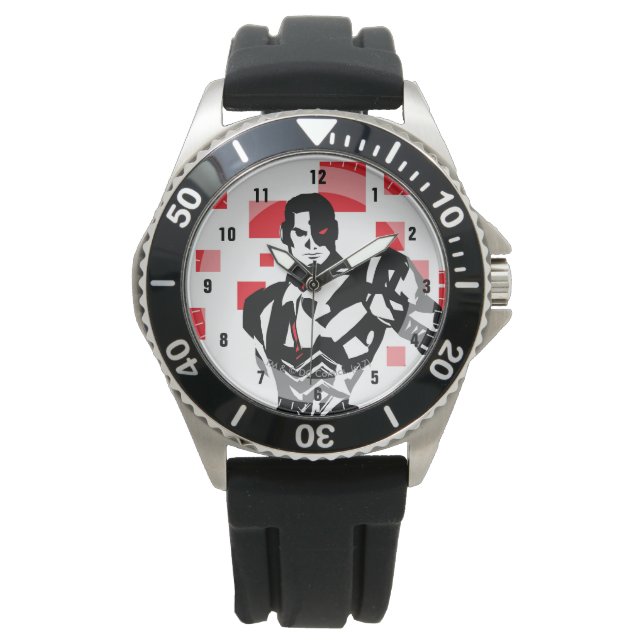 Justice League | Cyborg Digital Noir Pop Art Horloge (Voorkant)