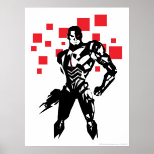 Justice League   Cyborg Digital Noir Pop Art Poster