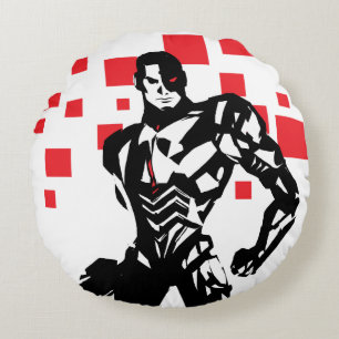 Justice League   Cyborg Digital Noir Pop Art Rond Kussen