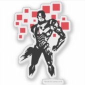 Justice League | Cyborg Digital Noir Pop Art Sticker (Voorkant)