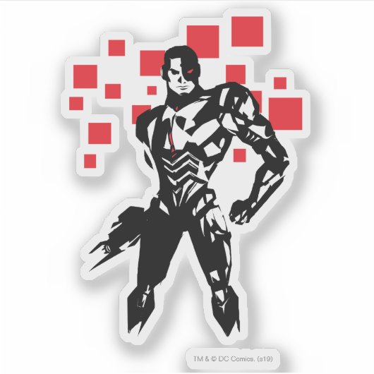 Justice League | Cyborg Digital Noir Pop Art Sticker (Voorkant)