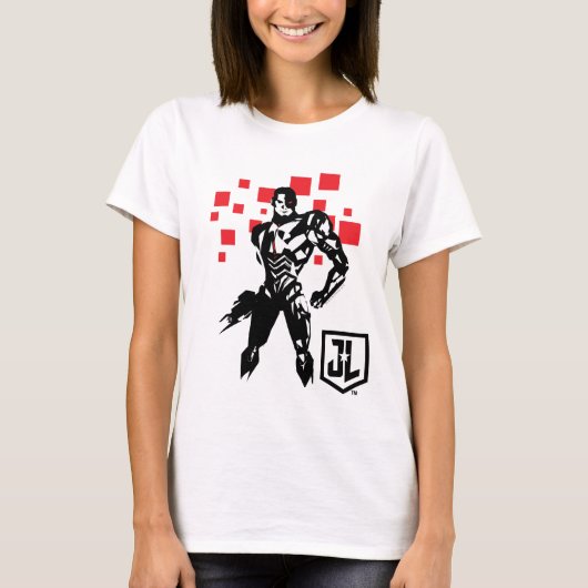 Justice League | Cyborg Digital Noir Pop Art T-shirt (Voorkant)