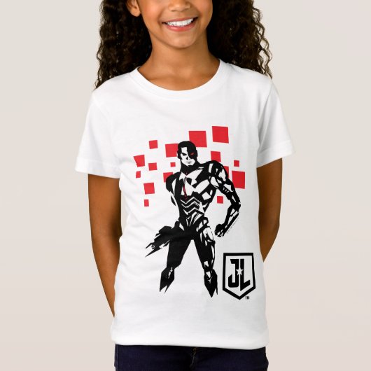 Justice League | Cyborg Digital Noir Pop Art T-shirt (Voorkant)