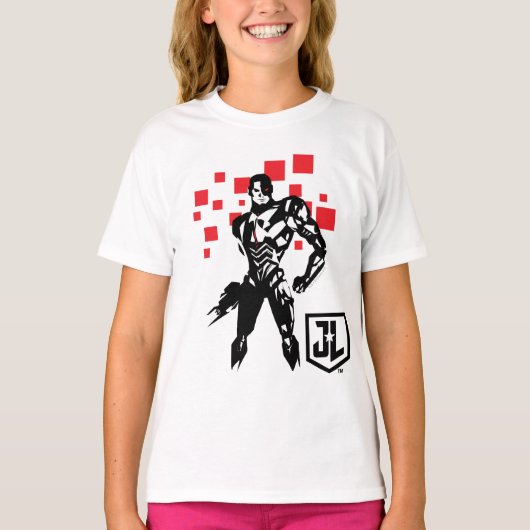 Justice League | Cyborg Digital Noir Pop Art T-shirt (Voorkant)