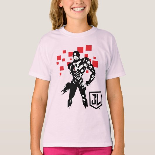Justice League | Cyborg Digital Noir Pop Art T-shirt (Voorkant)