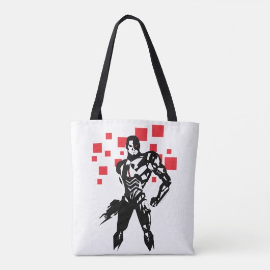 Justice League | Cyborg Digital Noir Pop Art Tote Bag (Achterkant)