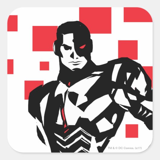 Justice League | Cyborg Digital Noir Pop Art Vierkante Sticker (Voorkant)