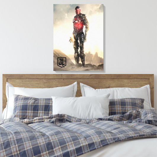 Justice League | Cyborg op slagveld Canvas Afdruk (Insitu (Slaapkamer))