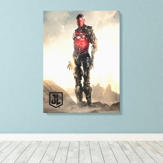 Justice League | Cyborg op slagveld Canvas Afdruk (Insitu (Houten vloer))