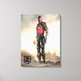 Justice League   Cyborg op slagveld Canvas Afdruk