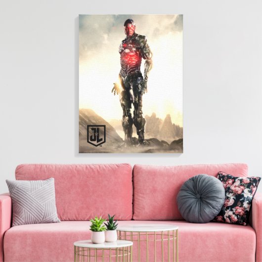 Justice League | Cyborg op slagveld Canvas Afdruk (Insitu (Woonkamer))