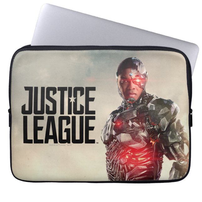 Justice League | Cyborg op slagveld Laptop Sleeve (Voorkant)