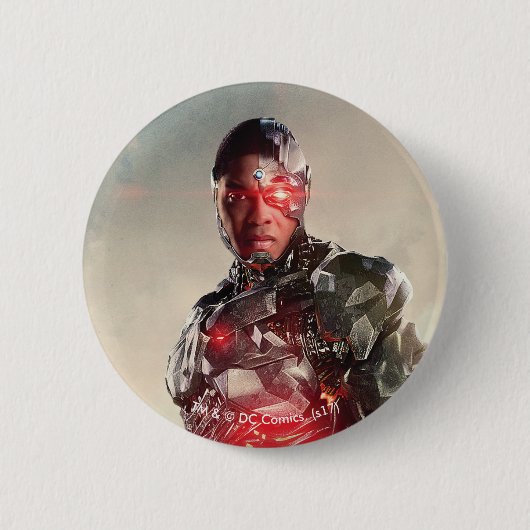 Justice League | Cyborg op slagveld Ronde Button 5,7 Cm (Voorkant)