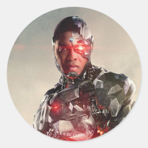 Justice League   Cyborg op slagveld Ronde Sticker