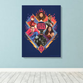 Justice League | Diamond Hatch Group Badge Canvas Afdruk (Insitu (Houten vloer))