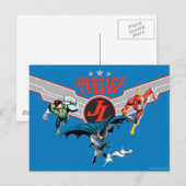 Justice League Flying Air Badge and Heroes Briefkaart (Voorkant / Achterkant)