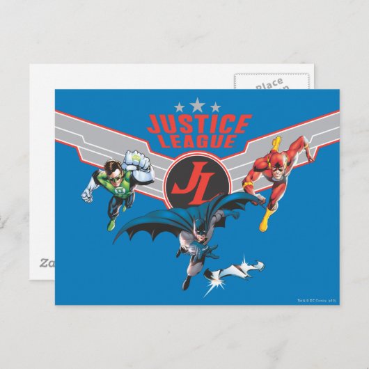Justice League Flying Air Badge and Heroes Briefkaart (Voorkant / Achterkant)