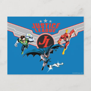 Justice League Flying Air Badge and Heroes Briefkaart