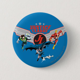 Justice League Flying Air Badge and Heroes Ronde Button 5,7 Cm
