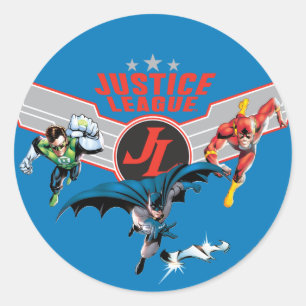 Justice League Flying Air Badge and Heroes Ronde Sticker
