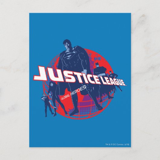 Justice League Global Heroes en Wereldbol Briefkaart (Voorkant)