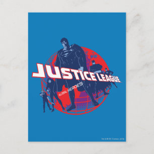 Justice League Global Heroes en Wereldbol Briefkaart