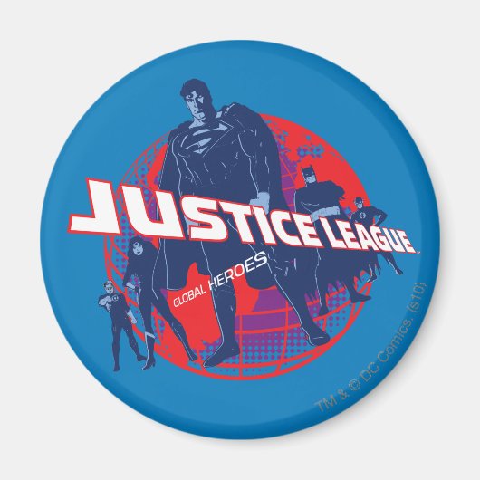 Justice League Global Heroes en Wereldbol Magneet (Voorkant)