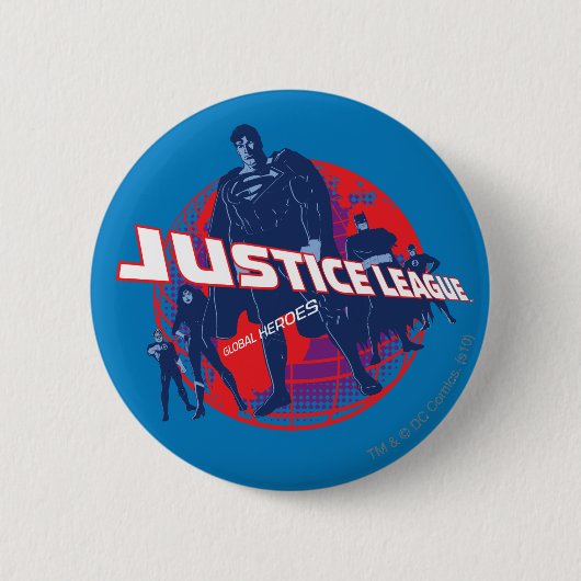 Justice League Global Heroes en Wereldbol Ronde Button 5,7 Cm (Voorkant)