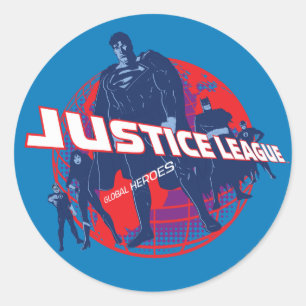 Justice League Global Heroes en Wereldbol Ronde Sticker