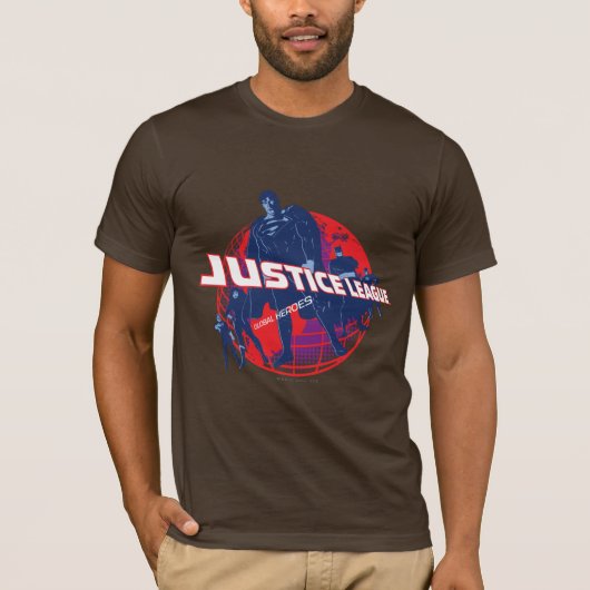 Justice League Global Heroes en Wereldbol T-shirt (Voorkant)